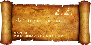 Lézinger Larina névjegykártya